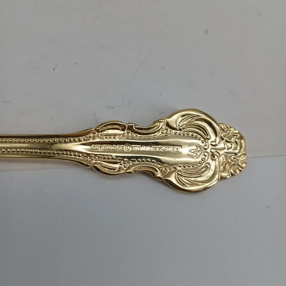 4X Serving Cambridge Gold Royal Fashion Spoons Fork Flatware